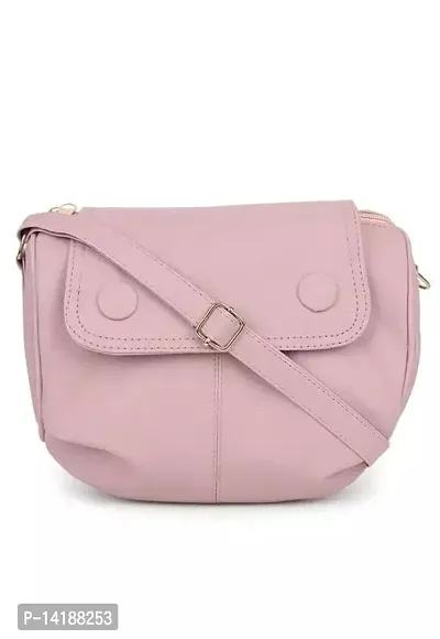 Stylish Pink PU Solid Sling Bags For Women-thumb0
