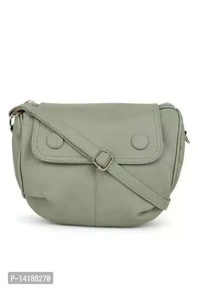 Stylish Green PU Solid Sling Bags For Women-thumb0