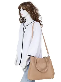 GLOSSY PU Handbag For Women (Beige)-thumb2