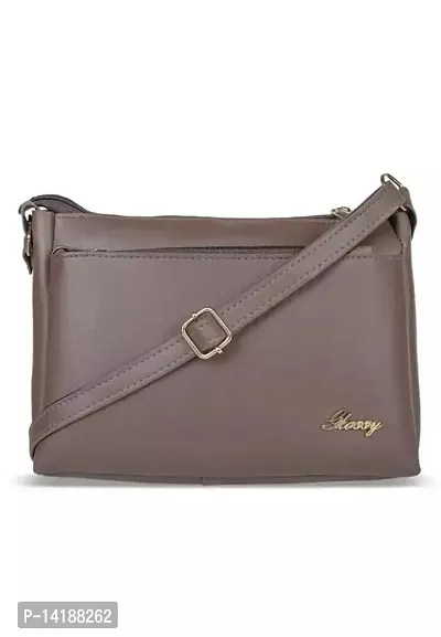 Stylish Brown PU Solid Sling Bags For Women