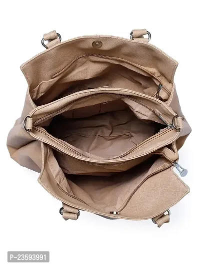 GLOSSY PU Handbag For Women (Beige)-thumb4