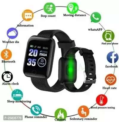 ID116 Plus 2022 Smart Watch for Women,Latest for Android and iOS Phones IP68 Waterproof Activity Tracker with Touch Color Screen Heart Rate Monitor Pedometer Sleep Monitor for Men and Kids Black-thumb0