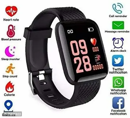ID116 Plus 2022 Smart Watch for Women,Latest for Android and iOS Phones IP68 Waterproof Activity Tracker with Touch Color Screen Heart Rate Monitor Pedometer Sleep Monitor for Men and Kids Black-thumb0