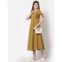 KBZ Womens Cotton Printed Flared Long Dress (Yellow_M)-thumb1