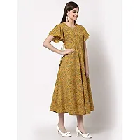 KBZ Womens Cotton Printed Flared Long Dress (Yellow_M)-thumb2