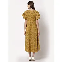 KBZ Womens Cotton Printed Flared Long Dress (Yellow_M)-thumb4