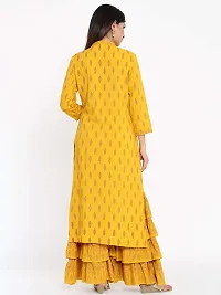 KBZ Women's Rayon Printed Straight Kurta and Sharara Set (Yellow)-thumb4