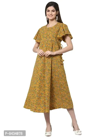 KBZ Womens Cotton Printed Flared Long Dress