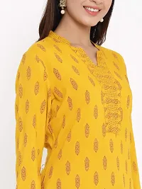 KBZ Women's Rayon Printed Straight Kurta and Sharara Set (Yellow)-thumb3