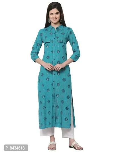 KBZ Womens Rayon Printed A-line Kurta-thumb0