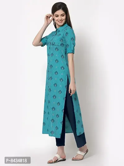 KBZ Womens Rayon Printed A-line Kurta-thumb2