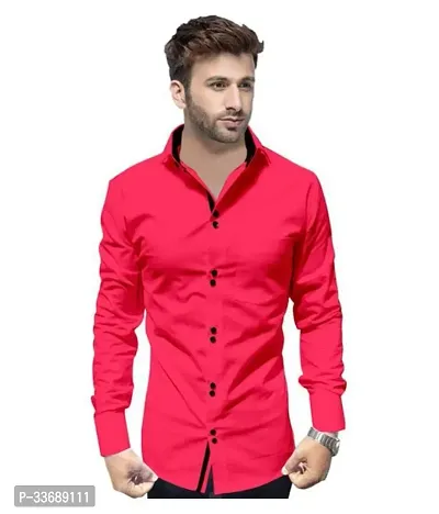 Stylish Red Cotton Long Sleeves Regular Fit Casual Shirt For Men-thumb0