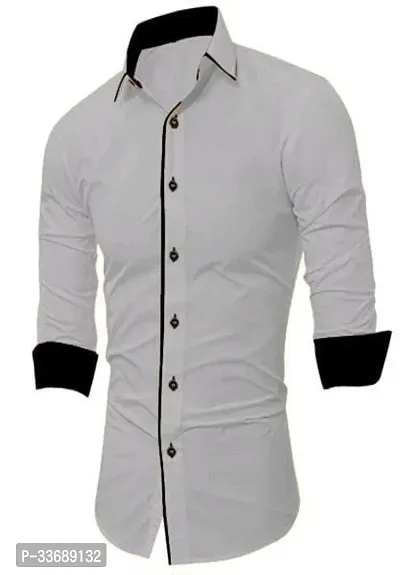 Stylish Grey Cotton Long Sleeves Regular Fit Casual Shirt For Men