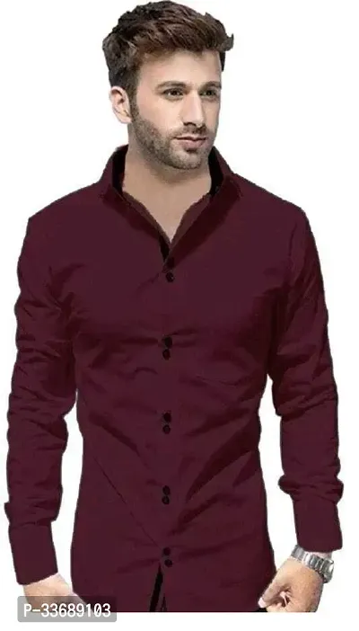 Stylish Maroon Cotton Long Sleeves Regular Fit Casual Shirt For Men