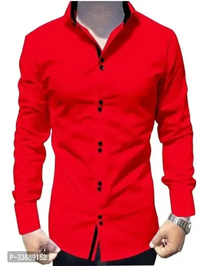 Stylish Red Cotton Long Sleeves Regular Fit Casual Shirt For Men-thumb0