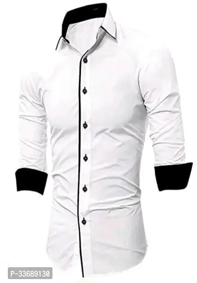 Stylish White Cotton Long Sleeves Regular Fit Casual Shirt For Men