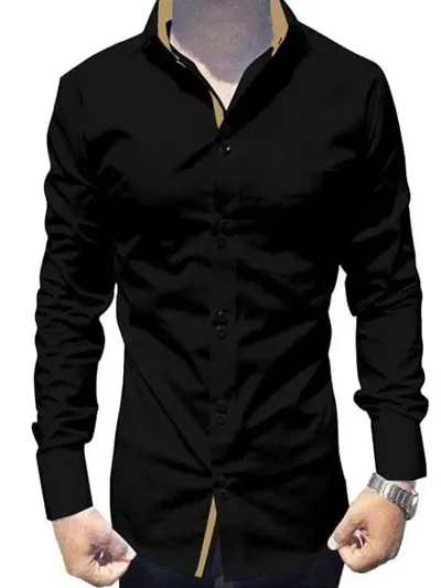 Men's Long Sleeves Solid Slim Fit Casual Shirt