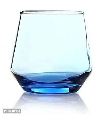 (Set Of 6 Glass For Dining Table, Water, Juice Glass, Milk, Cold Drink, Whiskey, Cocktail, Lead-Free, Perfect For Home (Whisky Blue 370Ml)-thumb0