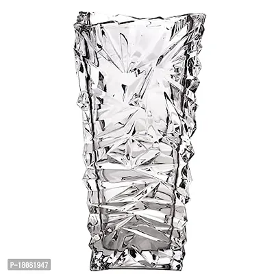 Diamond Glass Flower Vase For Home , Glass Jar For Plants Indoor, Bad Room, Office, Cafeacute;, Glass Flower Pot (3.5 X 7.5 Inch) - Transparent Set Of (2)