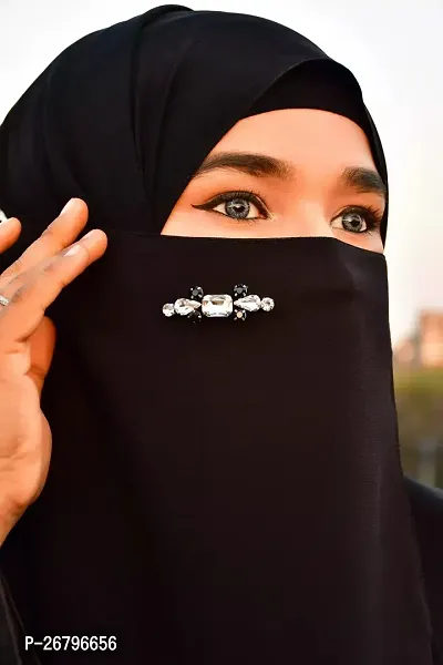Contemporary Black Cotton  Naqab For Women
