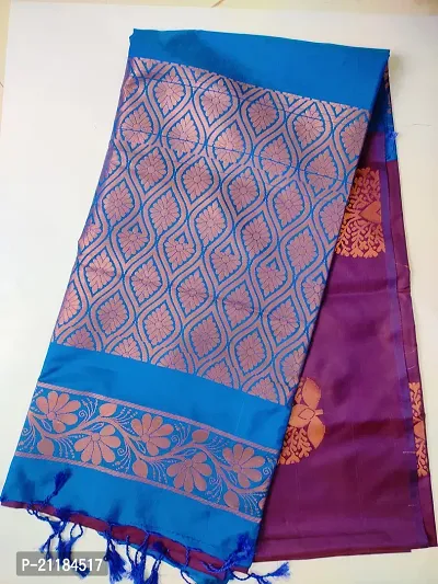 Fancy Silk Blend Saree with Blouse Piece for Women-thumb0