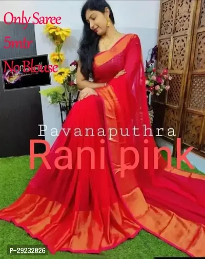 Stylish Pink Chiffon Solid Saree For Women-thumb0