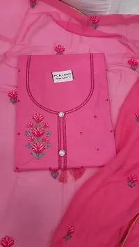 Attractive Cotton Embroidered Dress Material with Dupatta-thumb1