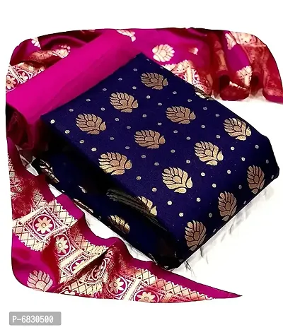Womens Banarasi Silk Unstitched Salwar Suit Dress Material With Dupatta-thumb0