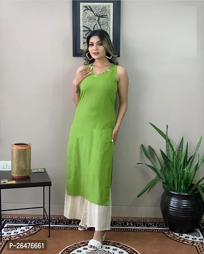 Beautiful Viscose Rayon Green Solid Kurta For Women-thumb0