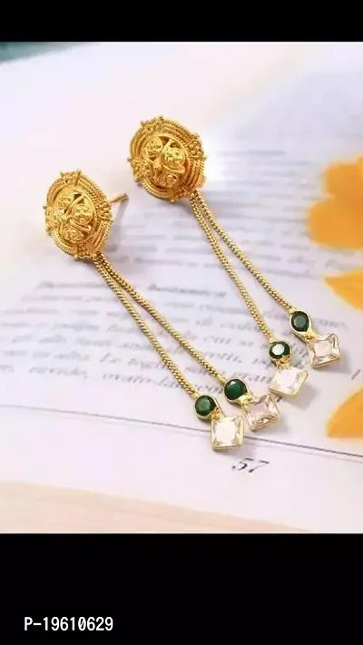 Fancy Brass American Diamond Earrings For Women-thumb0