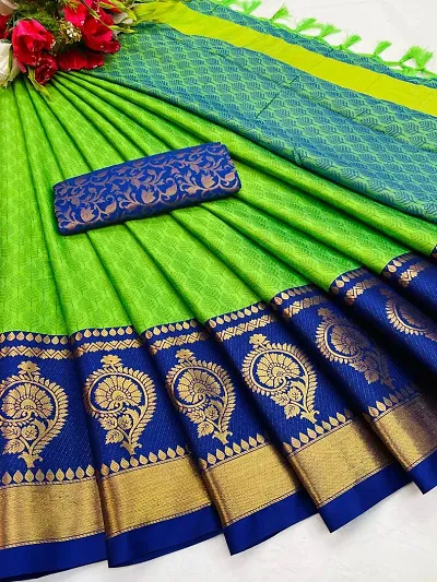 Beautiful Cotton Silk Woven Design Saree with Blouse piece