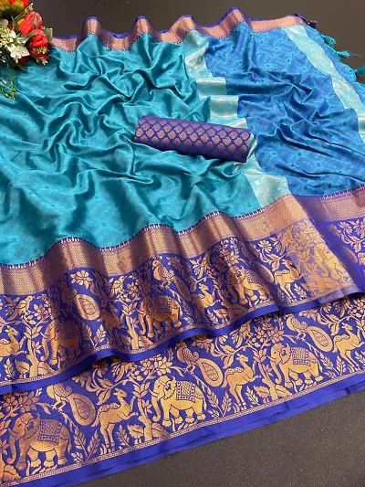 Glamorous Cotton Silk Saree with Blouse piece