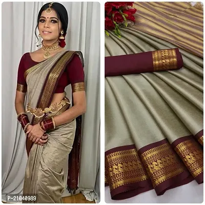 Elite Maroon Cotton Silk Jacquard Women Saree with Blouse piece-thumb0