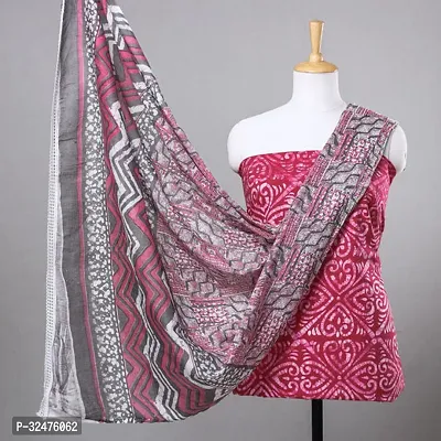 Elegant Cotton Dress Material With Dupatta For Women-thumb0