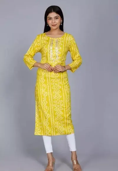 Stylish Rayon Printed A-Line Kurti