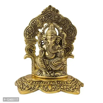 Crown Warriors Handicraft Aluminium Lord Ganesha Sitting  for Home Decor and Temple-thumb0