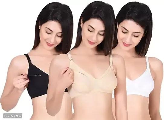 Stylish Multicoloured Synthetic Solid Bras For Women Pack Of 3