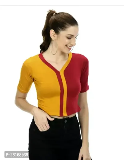 Elegant Multicoloured Rayon Colourblocked Top For Women