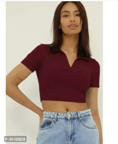 Elegant Maroon Rayon Solid Top For Women