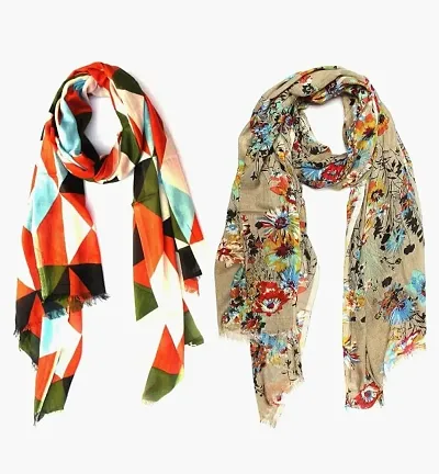 Fancy Cotton Blend Printed Dupatta for Women - Pack of 2