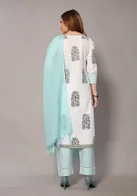 Stylish Cotton Blend Multicoloured Printed Kurta, Bottom and Dupatta Set For Women-thumb1