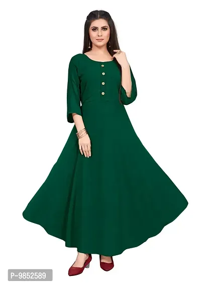 Elegant Green Georgette Solid Dresses For Women-thumb0