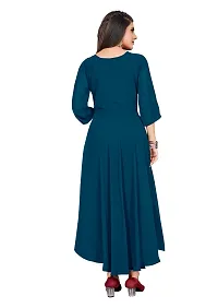 Elegant Teal Georgette Solid Dresses For Women-thumb1