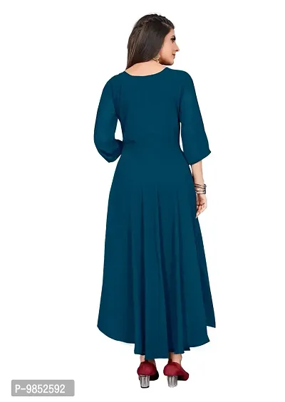 Elegant Teal Georgette Solid Dresses For Women-thumb2