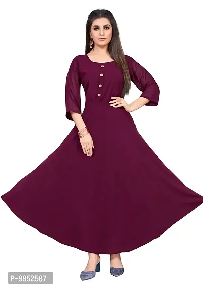 Elegant Purple Georgette Solid Dresses For Women-thumb0