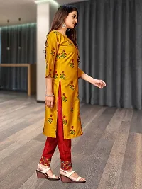 LABEL DE VEDA Womens Cotton Printed Straight Kurta Pant Set (Red and Yellow, L)-thumb4