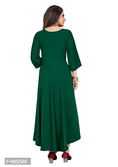 Elegant Green Georgette Solid Dresses For Women-thumb2