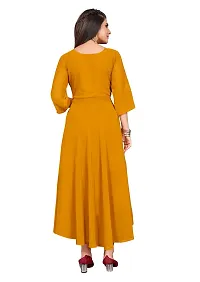 Elegant Mustard Georgette Solid Dresses For Women-thumb1