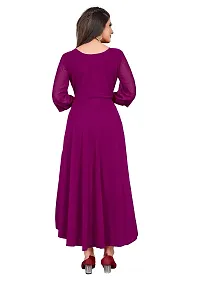 Elegant Purple Georgette Solid Dresses For Women-thumb1