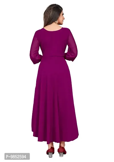 Elegant Purple Georgette Solid Dresses For Women-thumb2